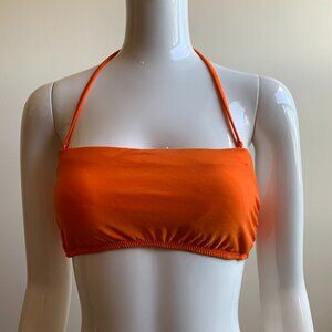 Raisins orange solid bandeau strapless bikini top